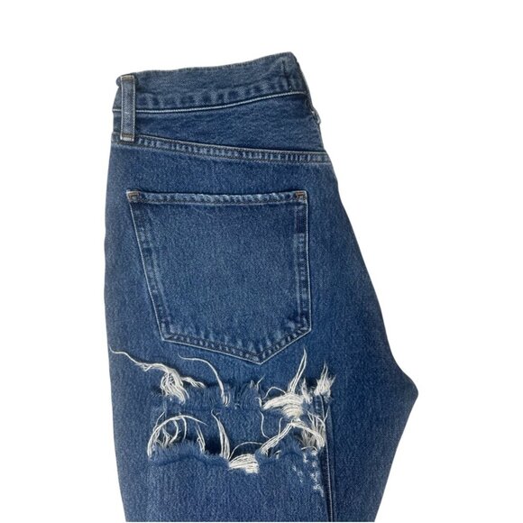 Agolde Riley High Rise Straight Leg Crop Jeans Size 27 In Veto Faded Distressed - Picture 10 of 13